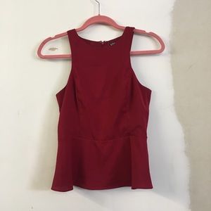 Express Red Sleeveless Peplum Top